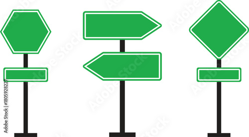 Road Sign Board icon set. Empty traffic signs isolated on transparent background. Highway attention road sign collection. Blank street traffic symbols, stopping boards. Signaling plates vector.