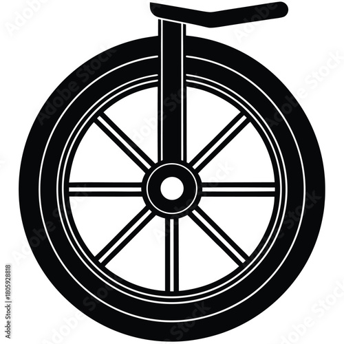 Minimal electric monowheel silhouette vector, self-balancing urban transport device, flat black icon