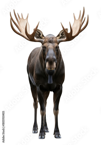 Wallpaper Mural Majestic moose with large antlers standing tall, wildlife animal, forest creature, nature illustration, mammal image, png image isolated on transparent background Torontodigital.ca
