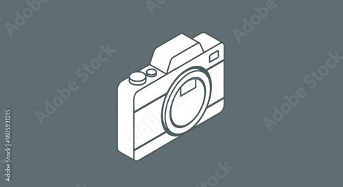 Stylish isometric camera outline, perfect for photography blogs, travel websites, or creative projects needing a modern, minimalist touch. Capture your vision!