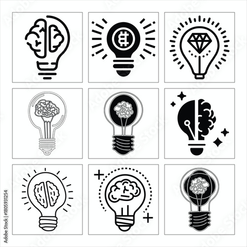 Creative Ideas and Innovation Represented with Various Light Bulb Designs