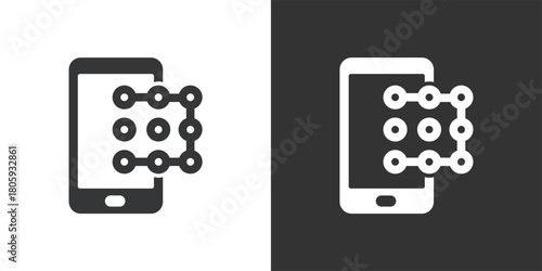 Mobile Pattern Lock icon. Solid glyph series icon