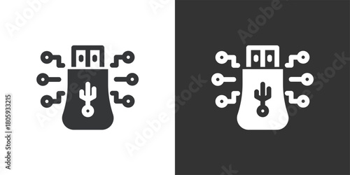 Portable Data Protection icon. Solid glyph series icon