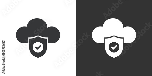Cloud Data Protection icon. Solid glyph series icon