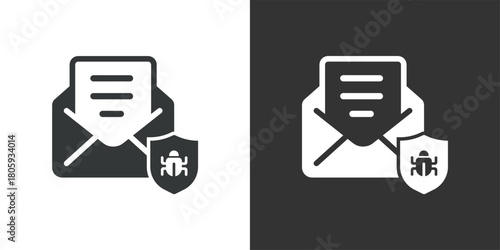 Email Anti-Malware Protection icon. Solid glyph series icon