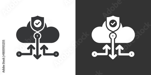 Cloud Data Transfer Security icon. Solid glyph series icon