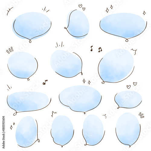 水彩のかわいいフキダシ　手描き