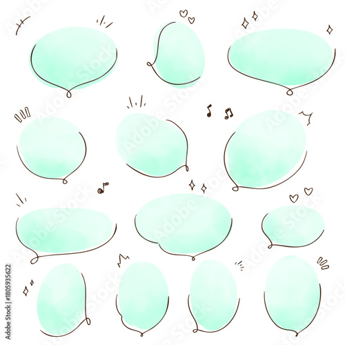 水彩のかわいいフキダシ　手描き