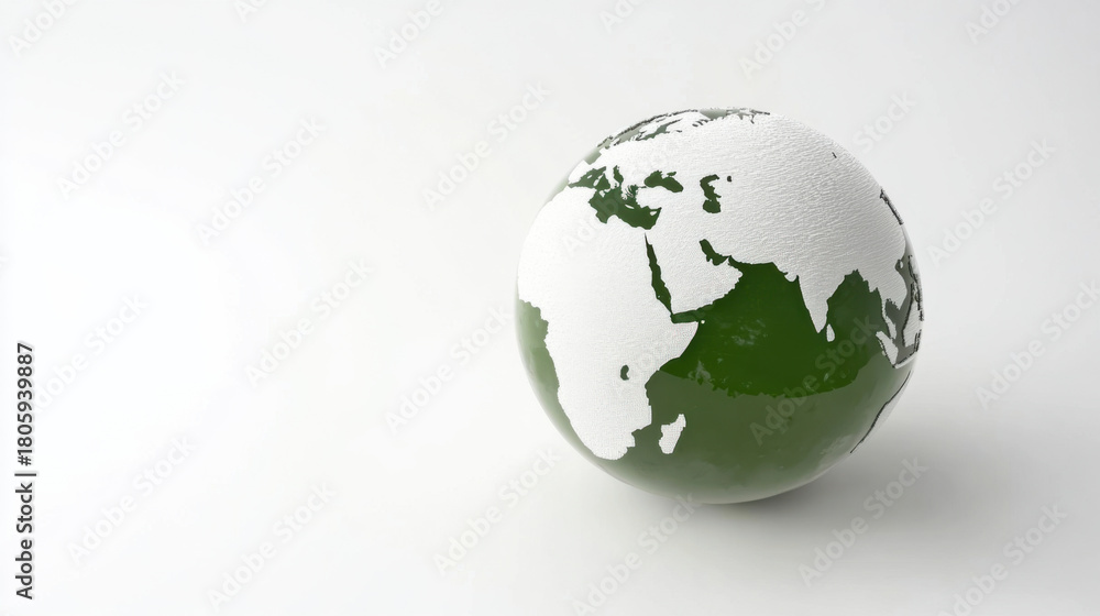Obraz premium Green globe on white background