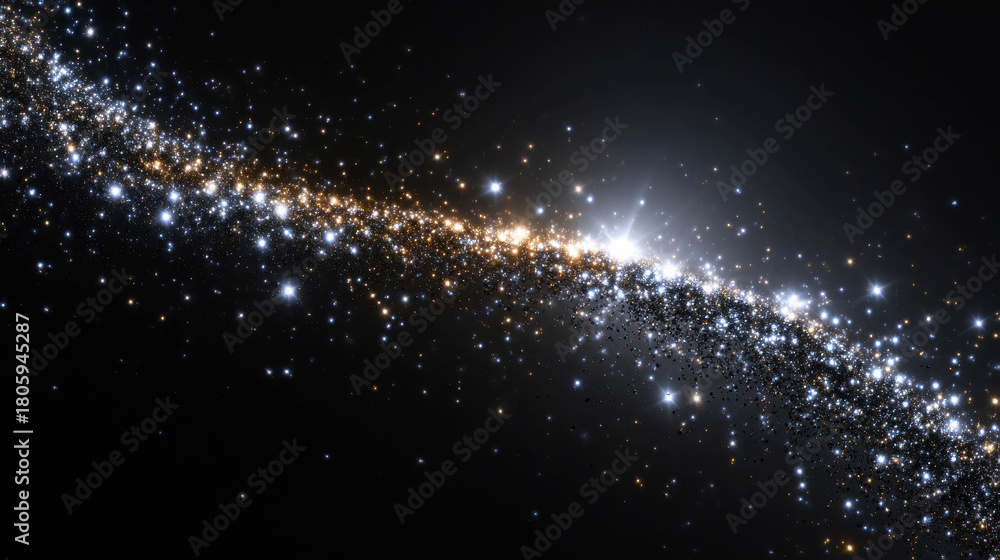 Obraz premium Starlight Refracting Through Billions of Glimmering Stars in a Cosmic Conceptual Shot of a Spiral Galaxy