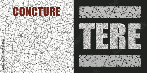 Abstract textured background with the words concture and tere in bold typography