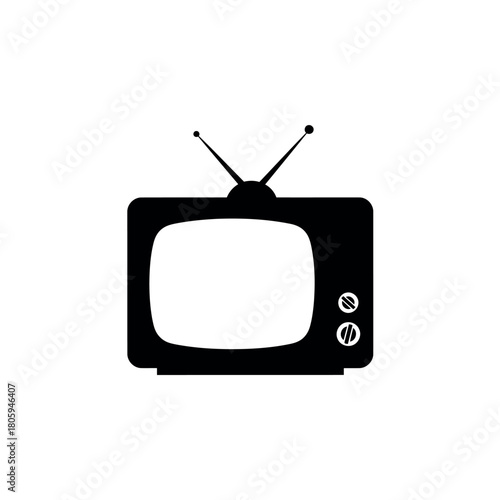 Old Television Icon Silhouette