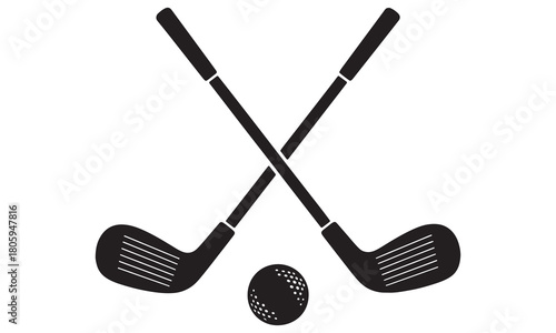 Crossed golf clubs and ball silhouette