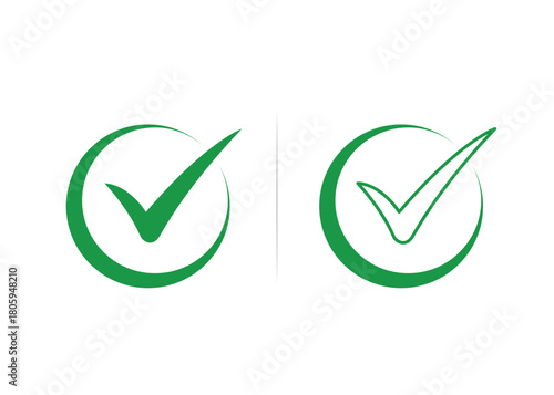 High-Quality Green Vector Check Mark Icon Collection: Diverse Modern & Classic Styles for UI, Web, App Design, Success, Approval, and Validation Symbols.