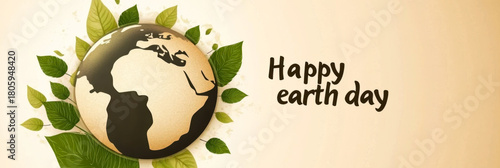 Earth Day with planet. Holiday card