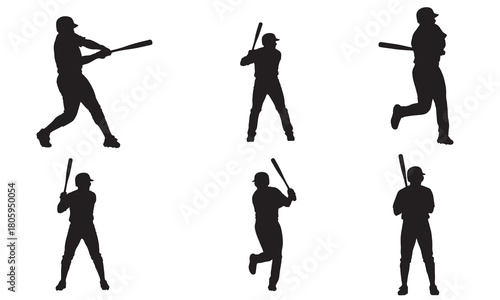 Baseball player poses silhouette collection