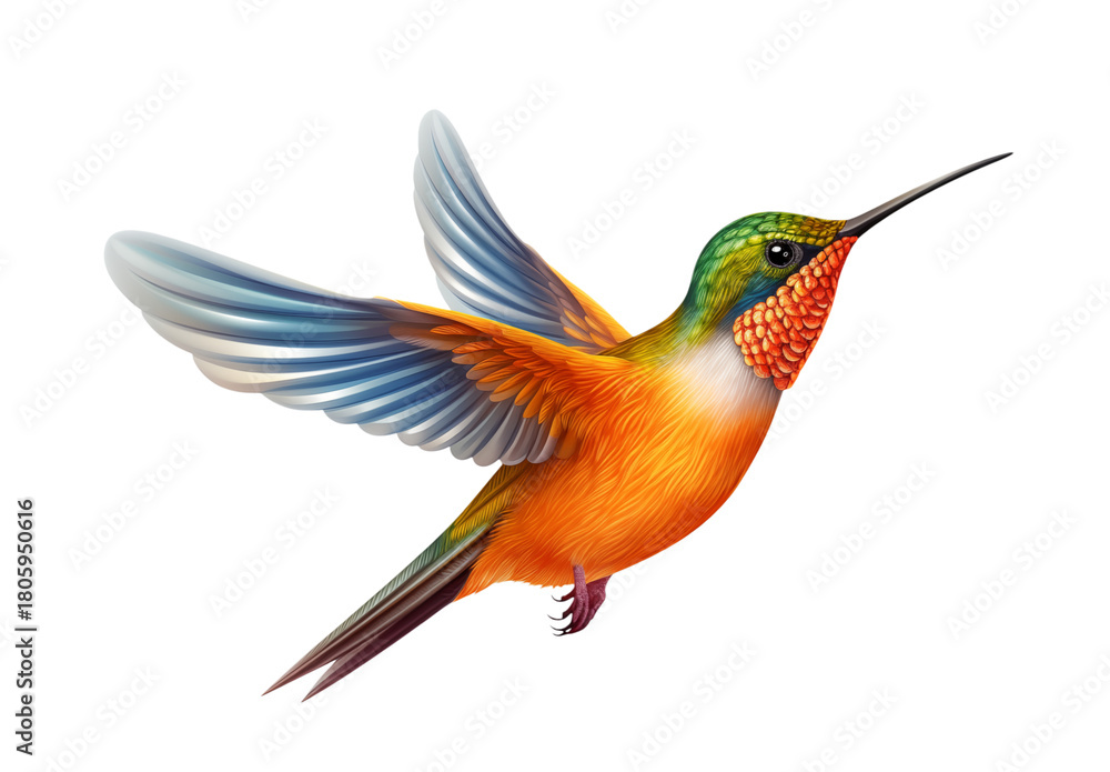 Obraz premium Vivid Hummingbird in Flight - Nature's Colorful Bird on transparent background png