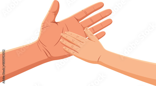 Adult and Child Hands Touching Family Love and Care Vector