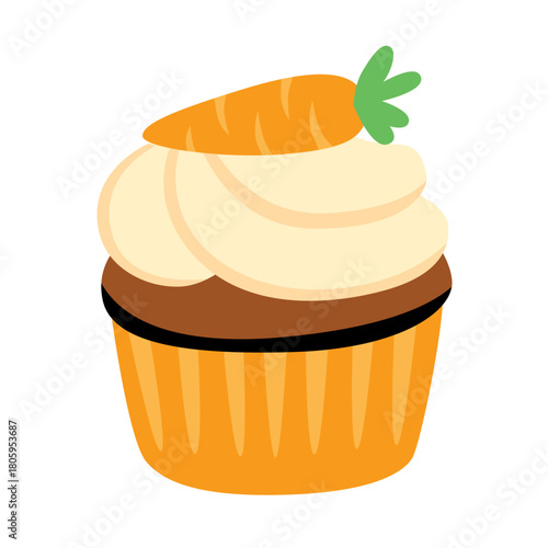 Vector illustration of a cupcake with carrot