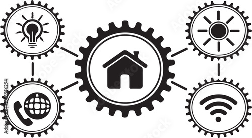 set of labels with gears