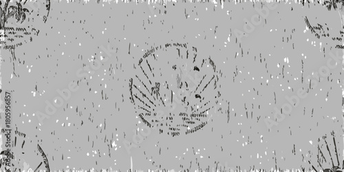 Abstract monochrome background with a central circular emblem and distressed textured effect