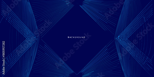 Abstract blue lines background with geometric symmetry and radiant light effects