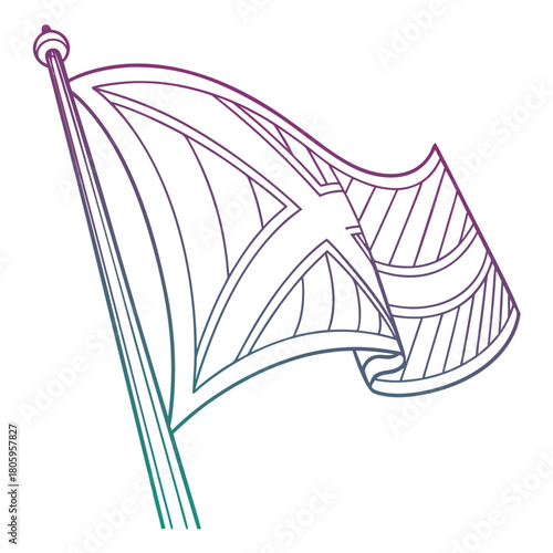 A gradientcolored flag gracefully waves, its minimalist design and smooth transitions creating a modern and elegant image, symbolizing unity and progress isolated on