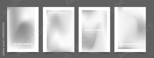 Elegant foil wall art. Thin silver mirror gradient with abstract steel texture for gallery walls. Vector illustration.