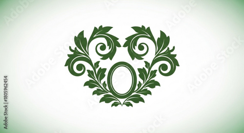 An elegant green floral frame with intricate leaf and swirl details, isolated on, perfect for adding a touch of nature and sophistication to designs