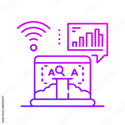 Question answering system on laptop isolated on