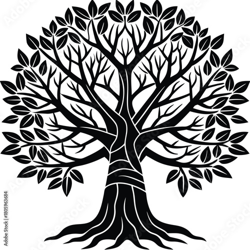 Baobab Tree Silhouette Vector for African Nature, Safari, and Eco Design