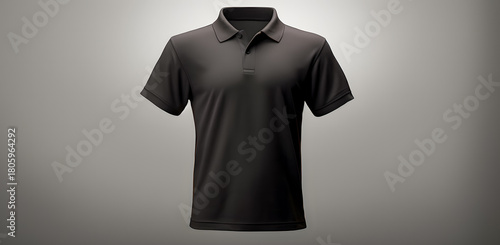 Blank black men's polo shirt mockup isolated on white background. Front and back view of a casual short sleeve tee template for design and branding.