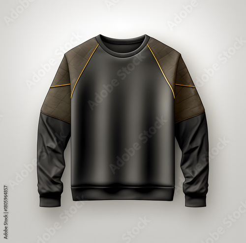 Blank black men's jacket mockup isolated on white background. Front view of a casual jacket tee template for design and branding.