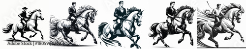 vector image of a man riding a horse with a white background