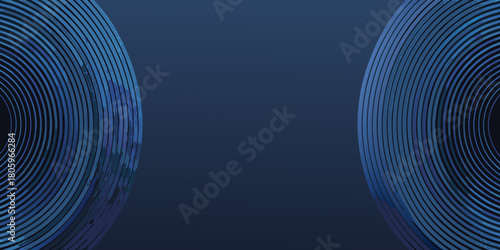 Abstract blue circular patterns on a dark blue gradient background