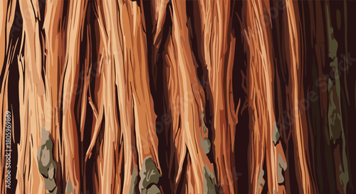 Close-up of Redwood Tree Bark Texture.