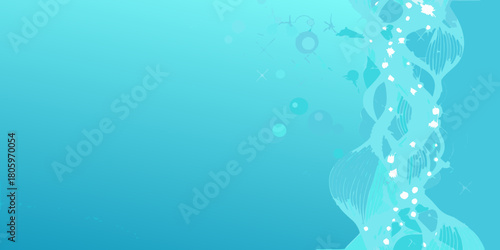 Wallpaper Mural Abstract flowing turquoise wave with bubbles and sparkles on a gradient background Torontodigital.ca