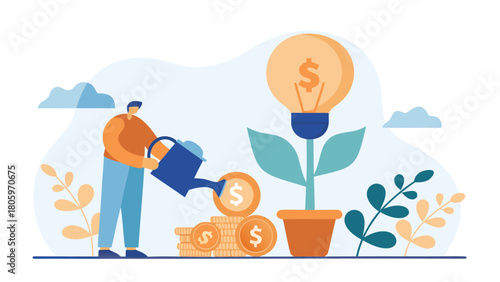 Dynamic businessman in a suit holding a lightbulb symbolizing entrepreneurship innovation and bright ideas in a modern business context