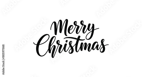 Elegant merry christmas handwritten calligraphy text on a white background for holiday greetings and designs