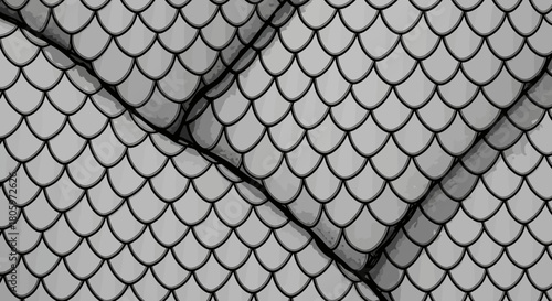 Layered Black and White Fabric with a Fish Scale Pattern.