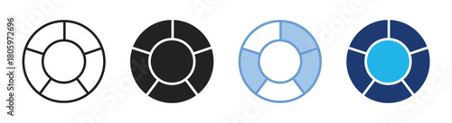Color circle icon set multiple style collection
