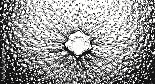 Abstract close up of a star shaped object with radiating lines.