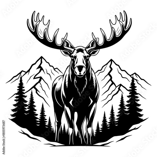 moose hunting logo illsutration vector image t shirt design
