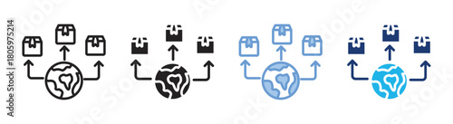 Distribution icon set multiple style collection
