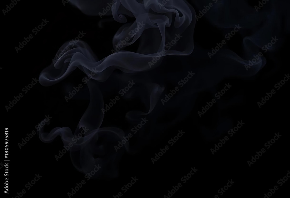 Fototapeta premium Intense black smoke billows against a stark dark background, environment, illustration