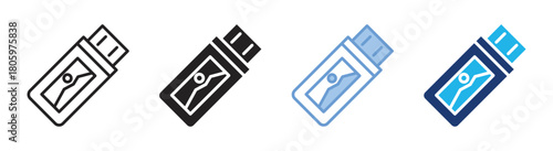 Thumb drive icon set multiple style collection