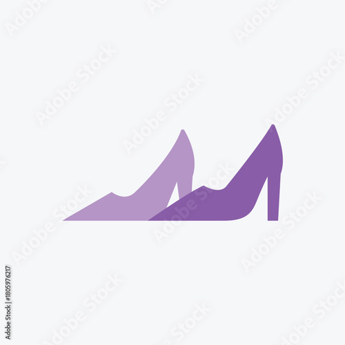 High‑heel pumps icon – fashion footwear silhouette, purple high‑heels illustration, clean minimal shapes isolated on white. Great for e‑commerce, fashion apps, and boutique branding