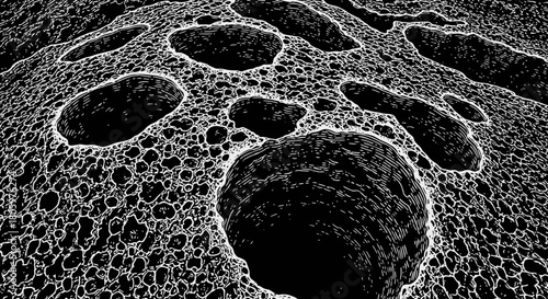 Abstract Landscape with Craters and Rough Texture.