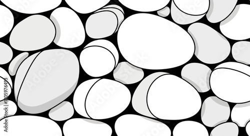 Abstract Pebble Stone Pattern in Black and White.