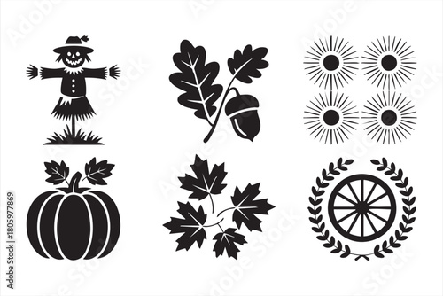 Pumpkin and leaf silhouette bundle for autumn decor, marketing, and design projects